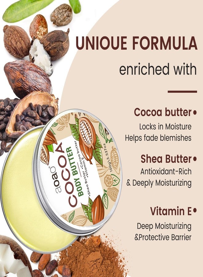 AOAO Body Butter for Dry Skin Hydrating Cocoa - Deep Moisturizing Cream with Cocoa & Shea Butter for Silky Smooth & Comforted Skin, Long-Lasting Hydration for Daily Body Care, 100g/3.527oz - Image 4